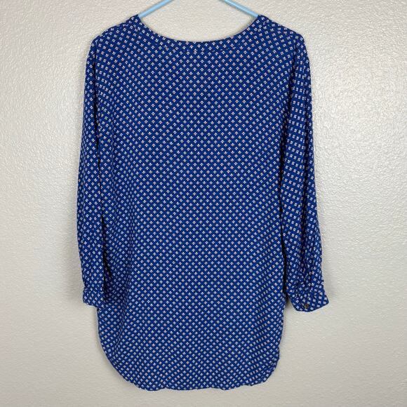 Grand & Greene Size XL Women's Blue Long Sleeve Tunic Style V-Neck Blouse Shirt - Picture 4 of 8